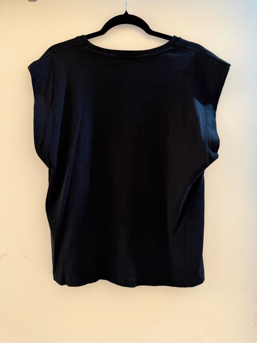 Zara Black Ribbed Muscle Tee Cap-Sleeve T shirt